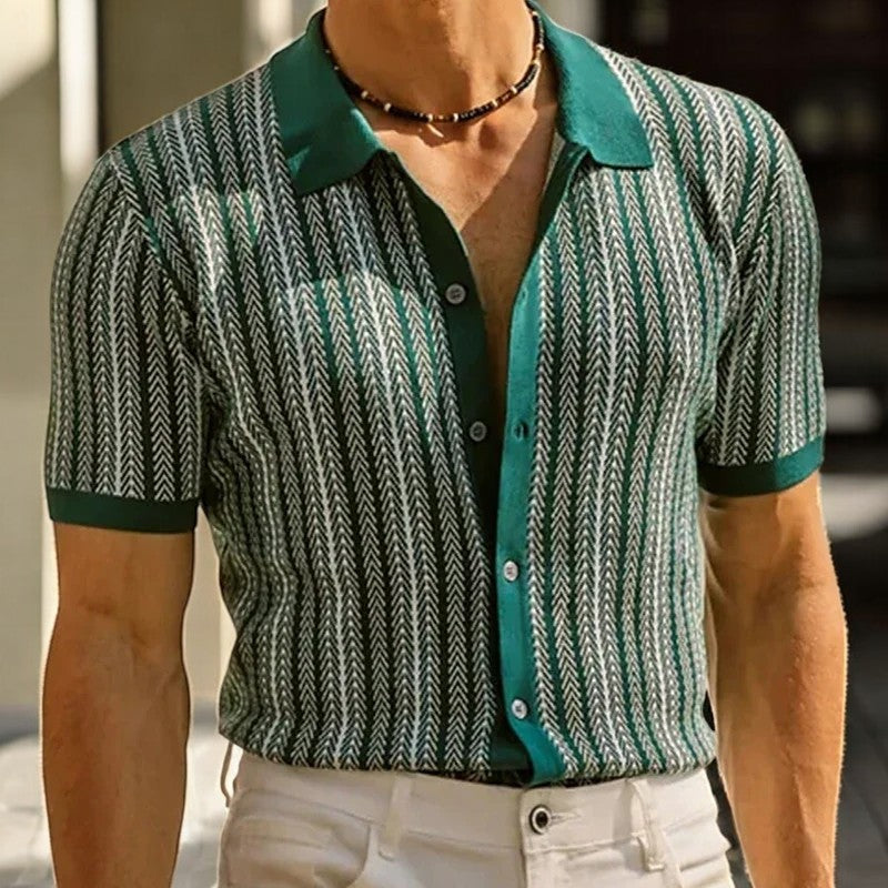 Polo de punto para hombre — algodón orgánico con botones — trabajo