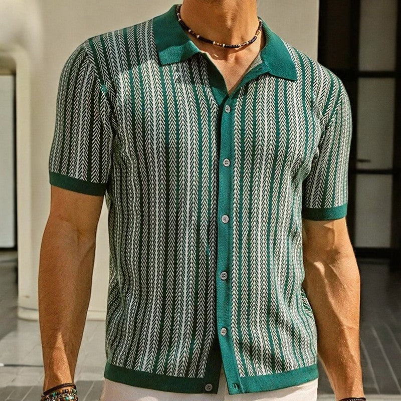 Polo de punto para hombre — algodón orgánico con botones — trabajo