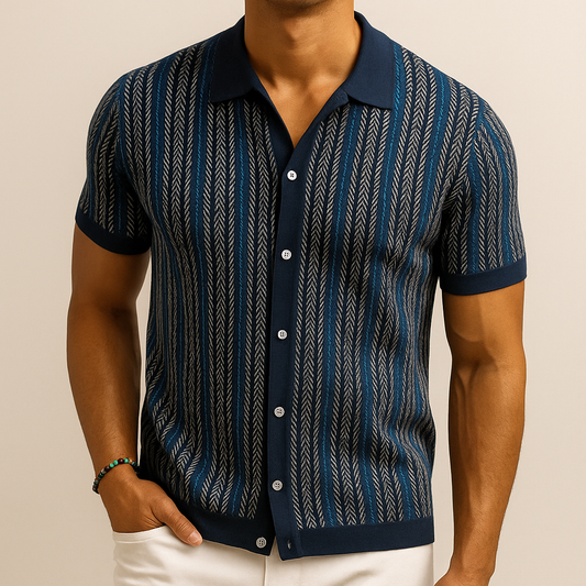 Polo de punto para hombre — algodón orgánico con botones — trabajo