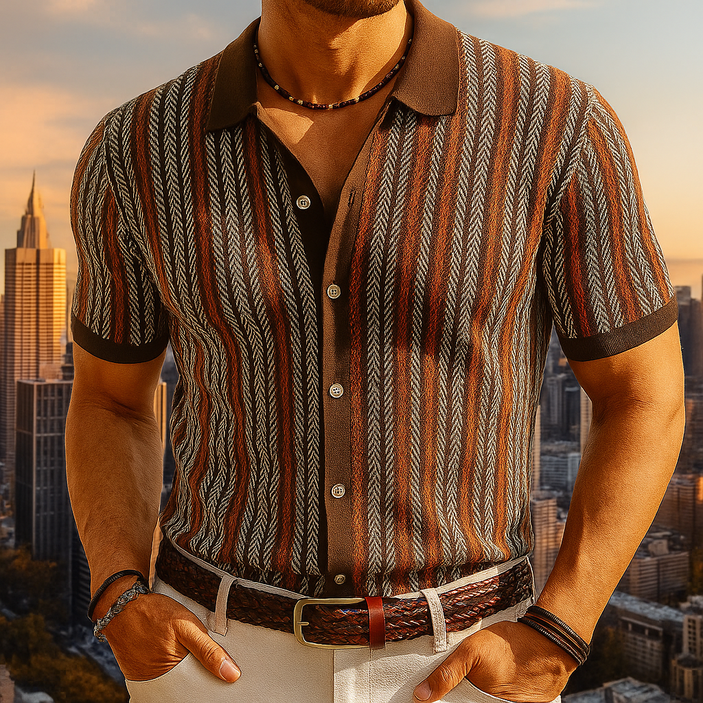 Polo de punto para hombre — algodón orgánico con botones — trabajo
