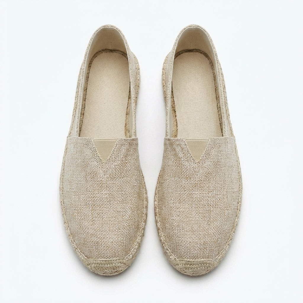 Alpargatas de lino hombre — mocasines ligeros — vacaciones playa