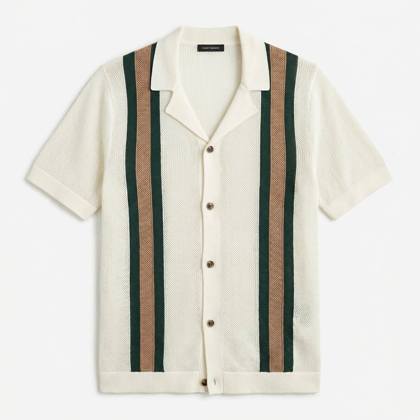Polo de punto hombre — rayas verticales — ropa de playa y vacaciones