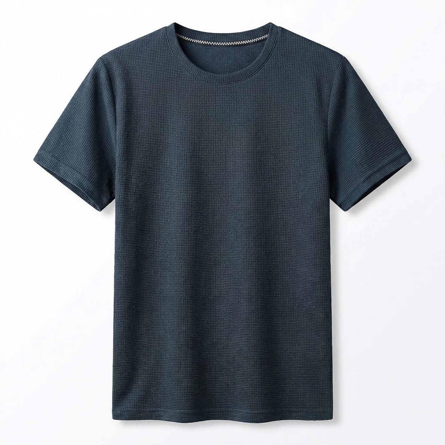 Camiseta de punto gofrado para hombre — ajuste relajado — estilo diario