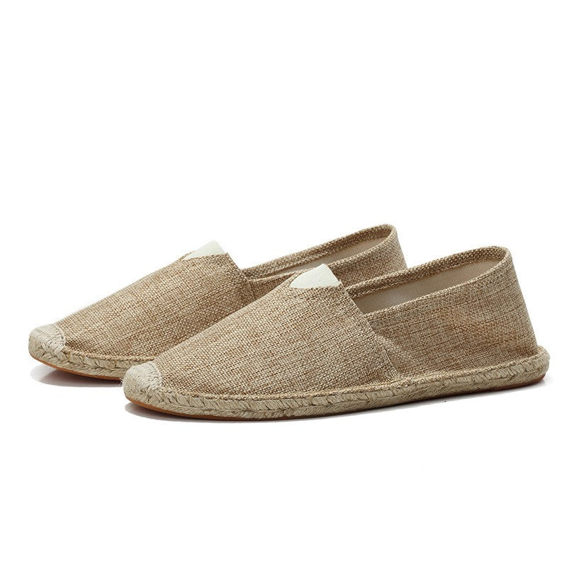 Alpargatas de lino hombre — mocasines ligeros — vacaciones playa