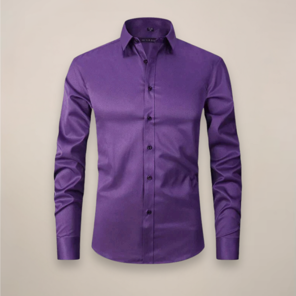 Camisa de manga larga para hombre — corte estructurado sin arrugas — formal