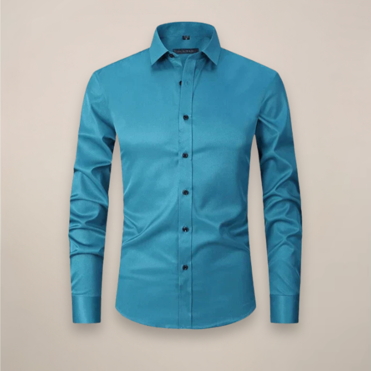 Camisa de manga larga para hombre — corte estructurado sin arrugas — formal