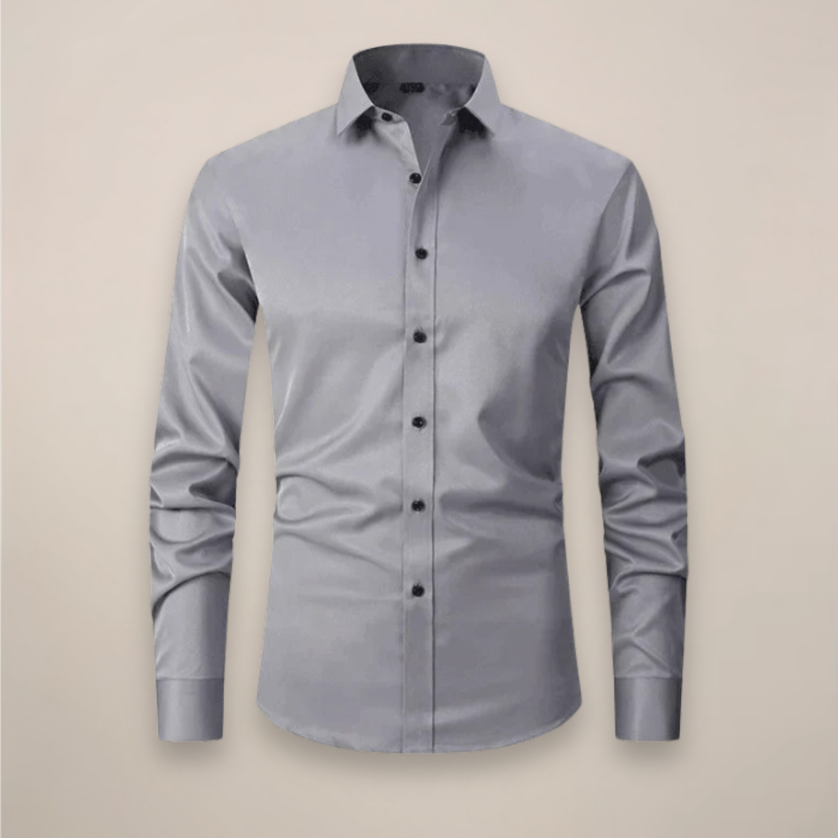 Camisa de manga larga para hombre — corte estructurado sin arrugas — formal