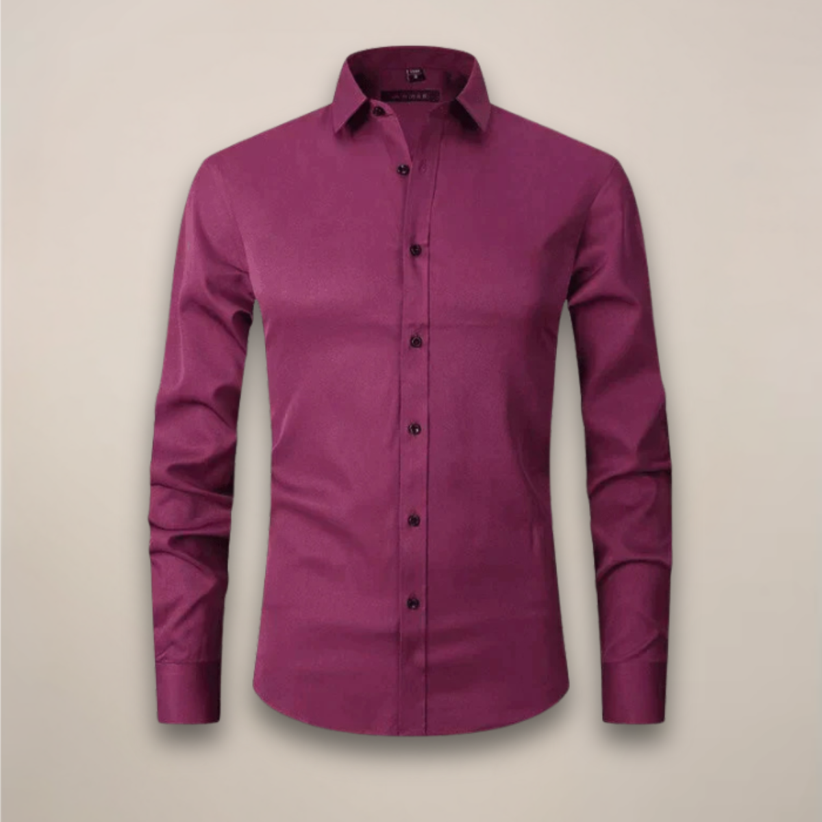 Camisa de manga larga para hombre — corte estructurado sin arrugas — formal