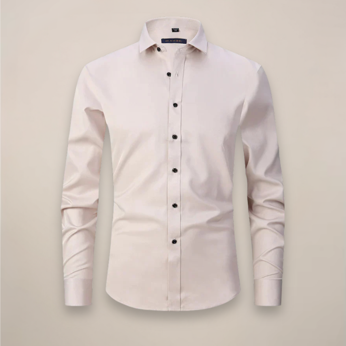 Camisa de manga larga para hombre — corte estructurado sin arrugas — formal