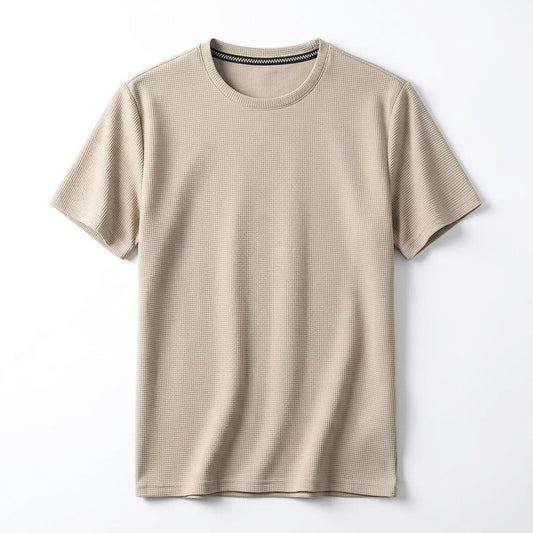 Camiseta de punto gofrado para hombre — ajuste relajado — estilo diario